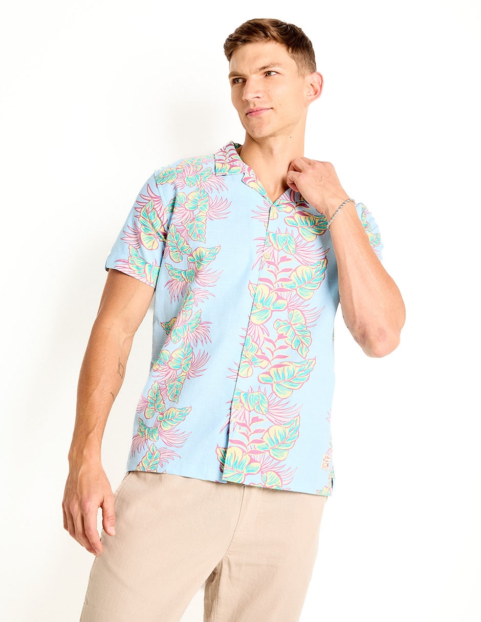 Camisa casual de algodón manga corta para hombre