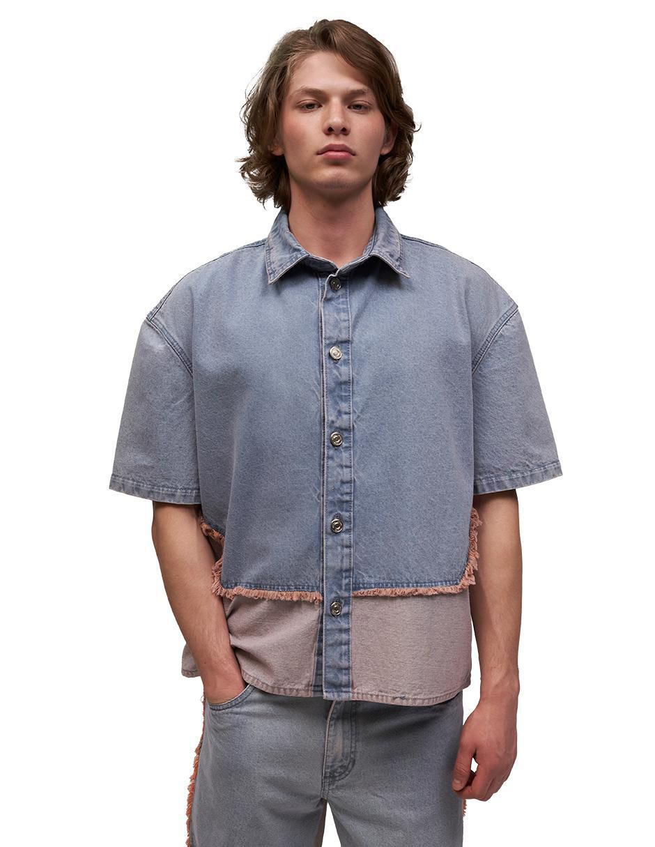 Camisa casual de mezclilla manga corta para hombre
