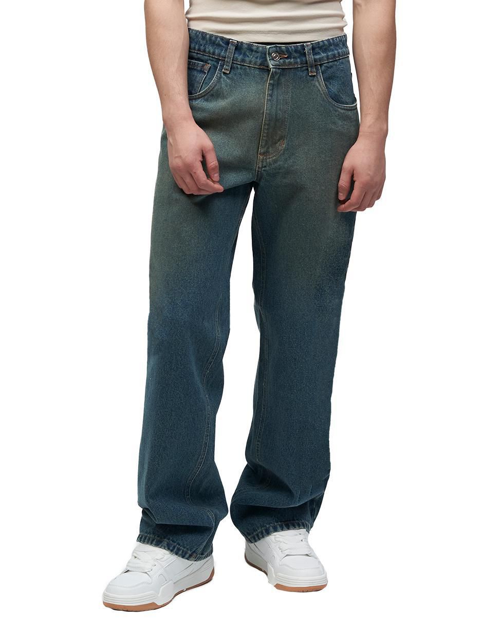 Jeans relaxed slim lavado obscuro para hombre