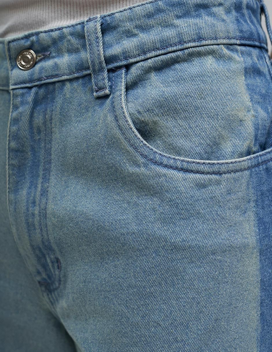 Jeans straight lavado claro para hombre 4