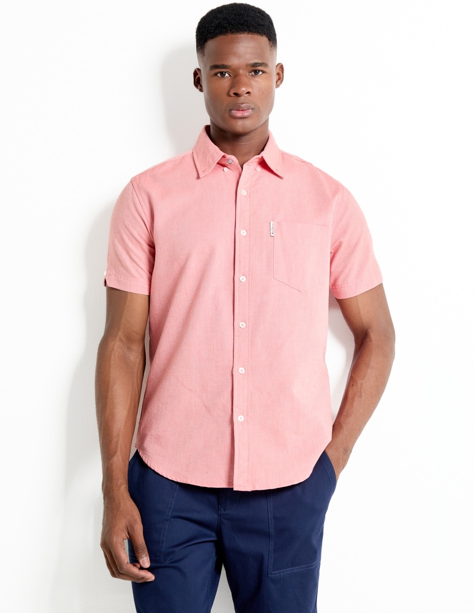 Camisa casual de algodón manga corta para hombre