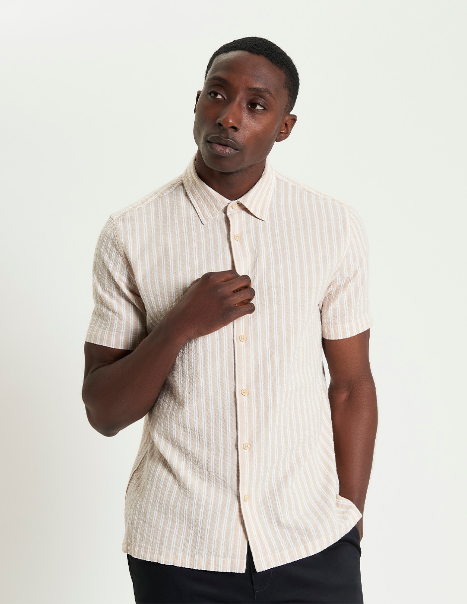 Camisa casual de algodón manga corta para hombre