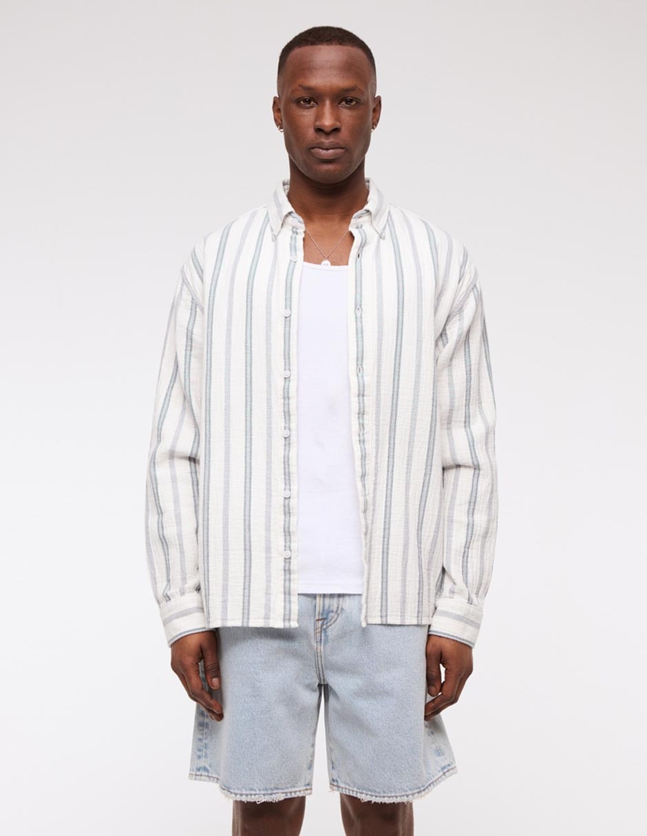 Camisa casual de algodón manga larga para hombre