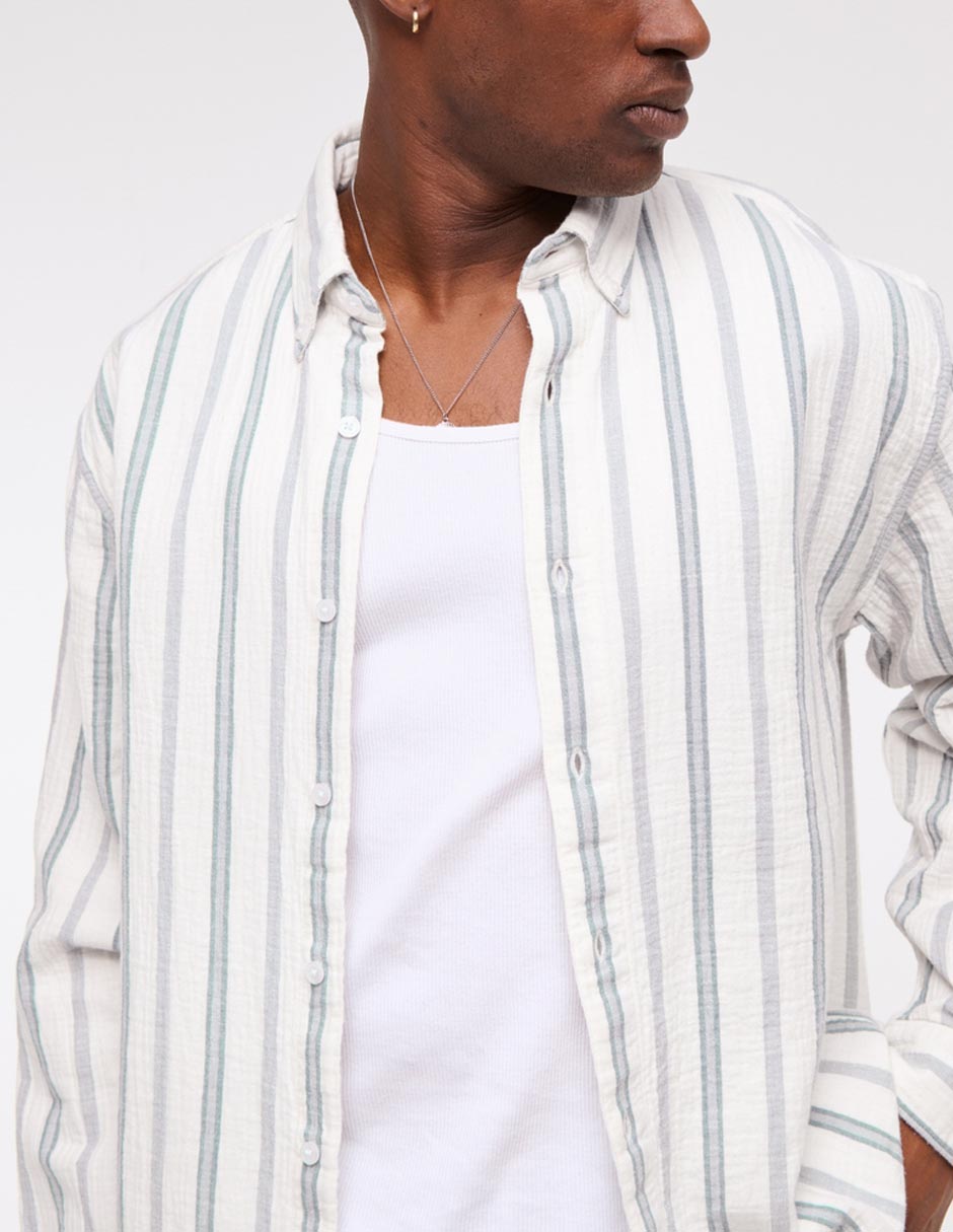 Camisa casual de algodón manga larga para hombre 5