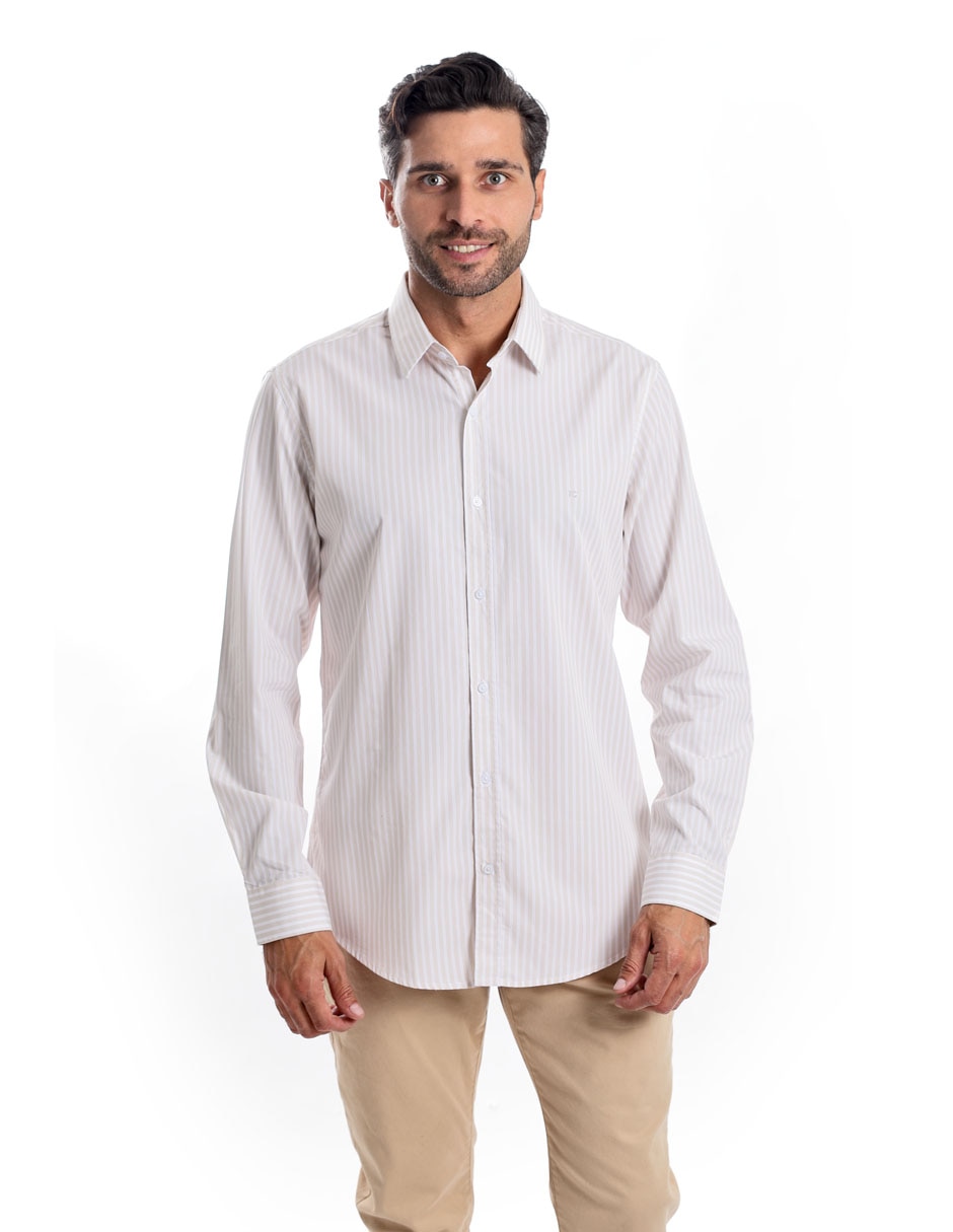 Camisa casual de algodón manga larga para hombre