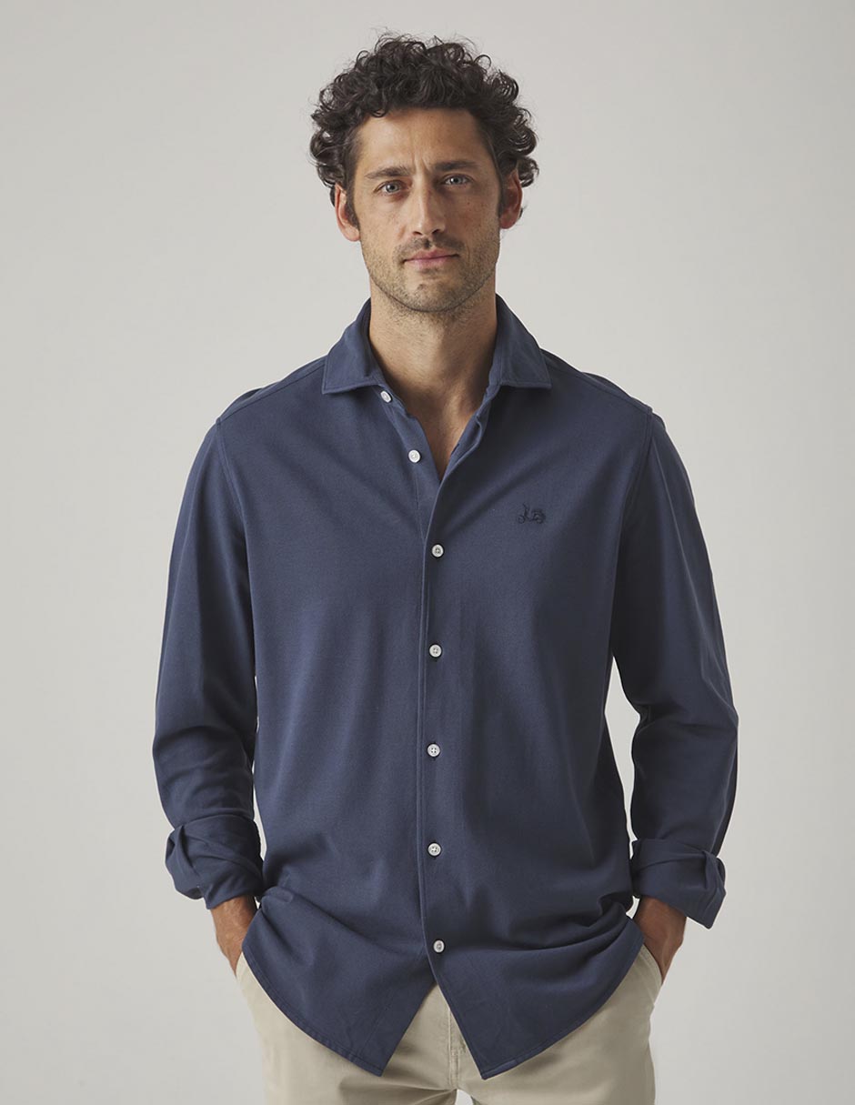 Camisa casual Scotta de algodón manga larga para hombre Camisa casual Scotta de algodón manga larga para hombre