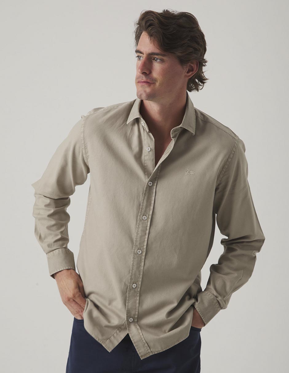 Camisa casual de algodón manga larga para hombre