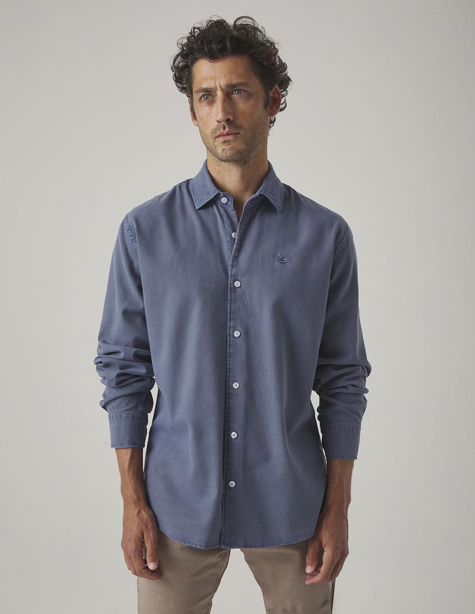 Camisa casual de algodón manga larga para hombre