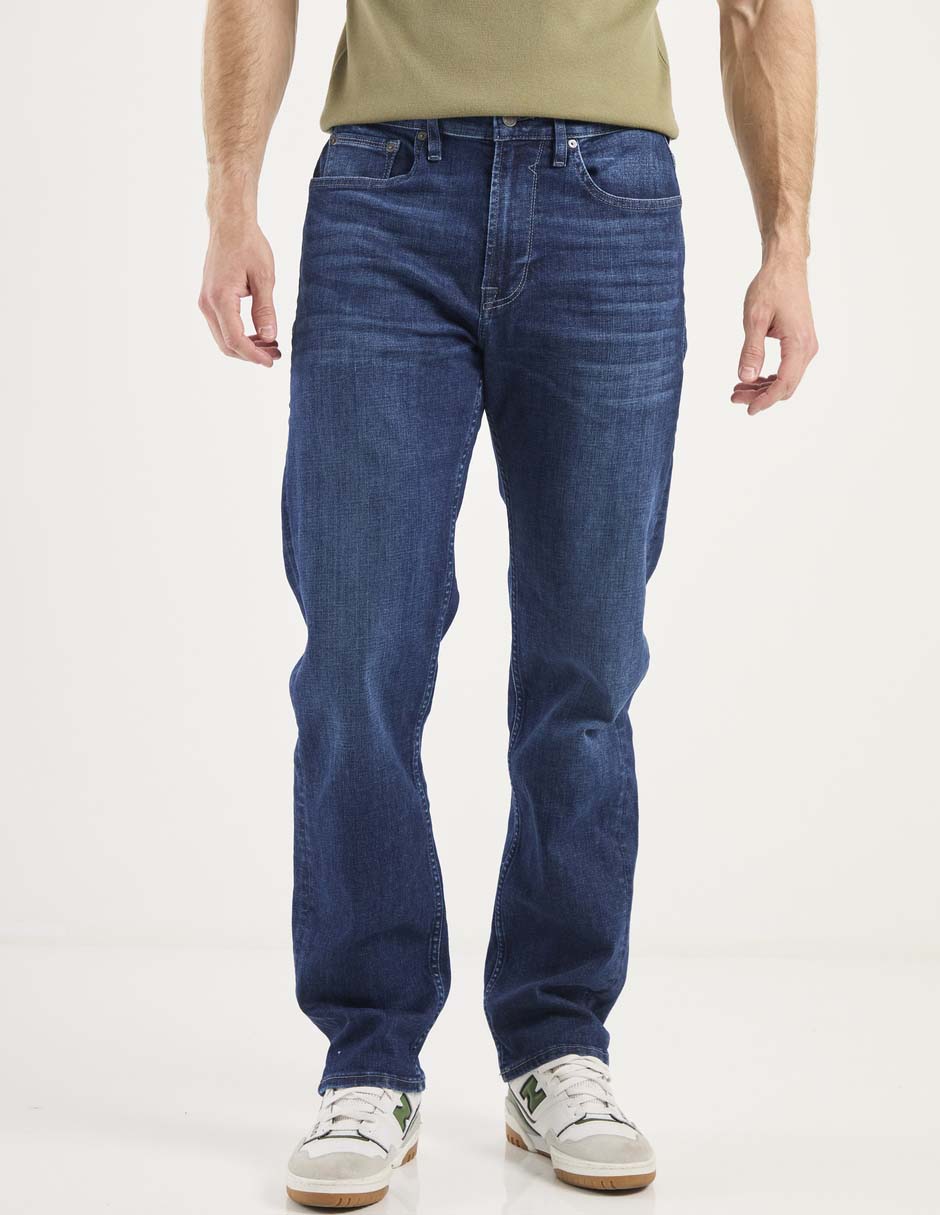 Jeans straight lavado stone wash para hombre