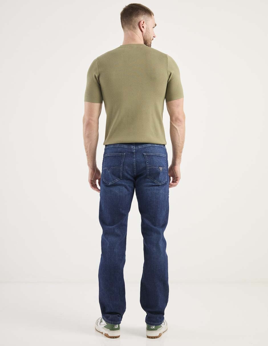 Jeans straight lavado stone wash para hombre 2