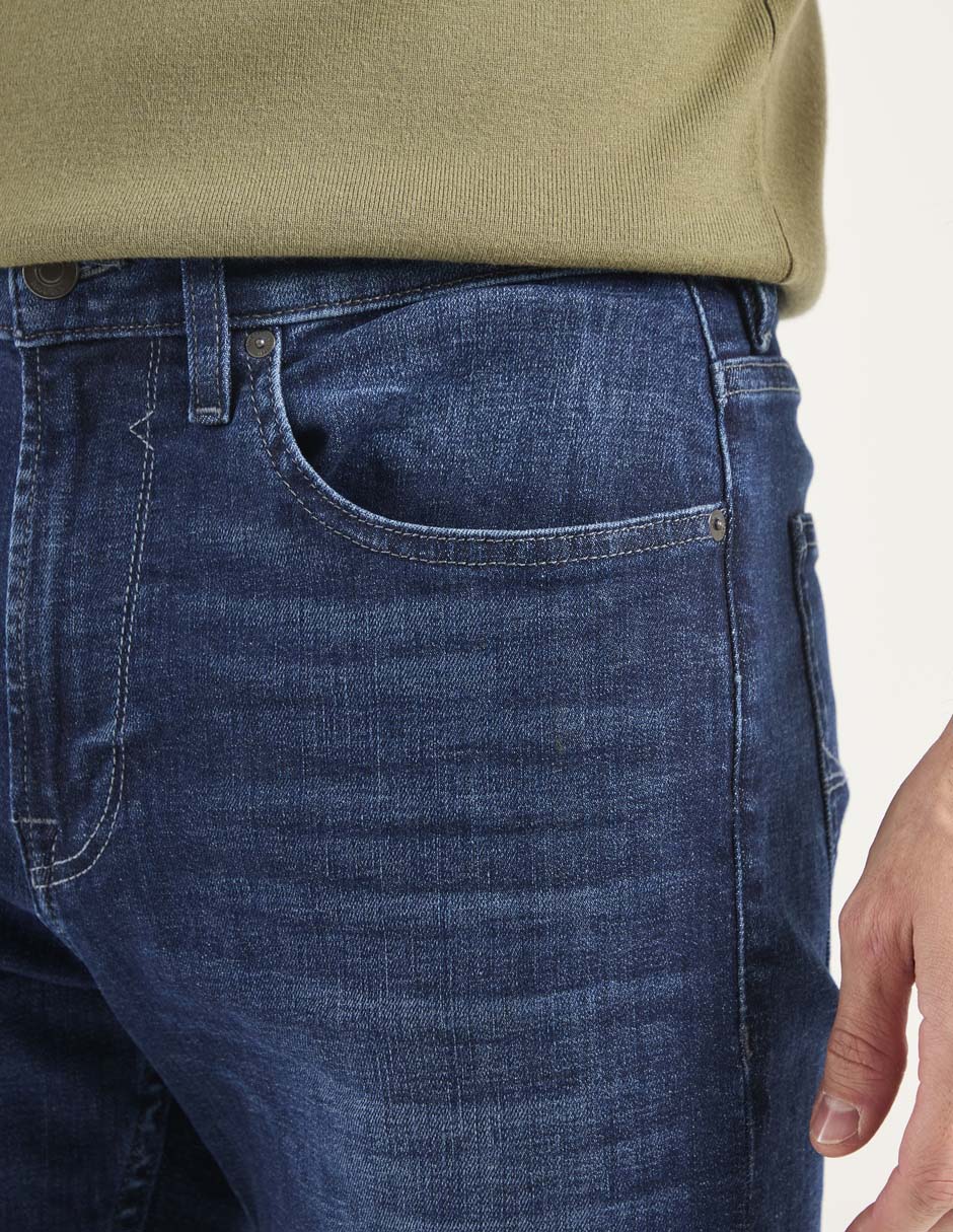 Jeans straight lavado stone wash para hombre 4