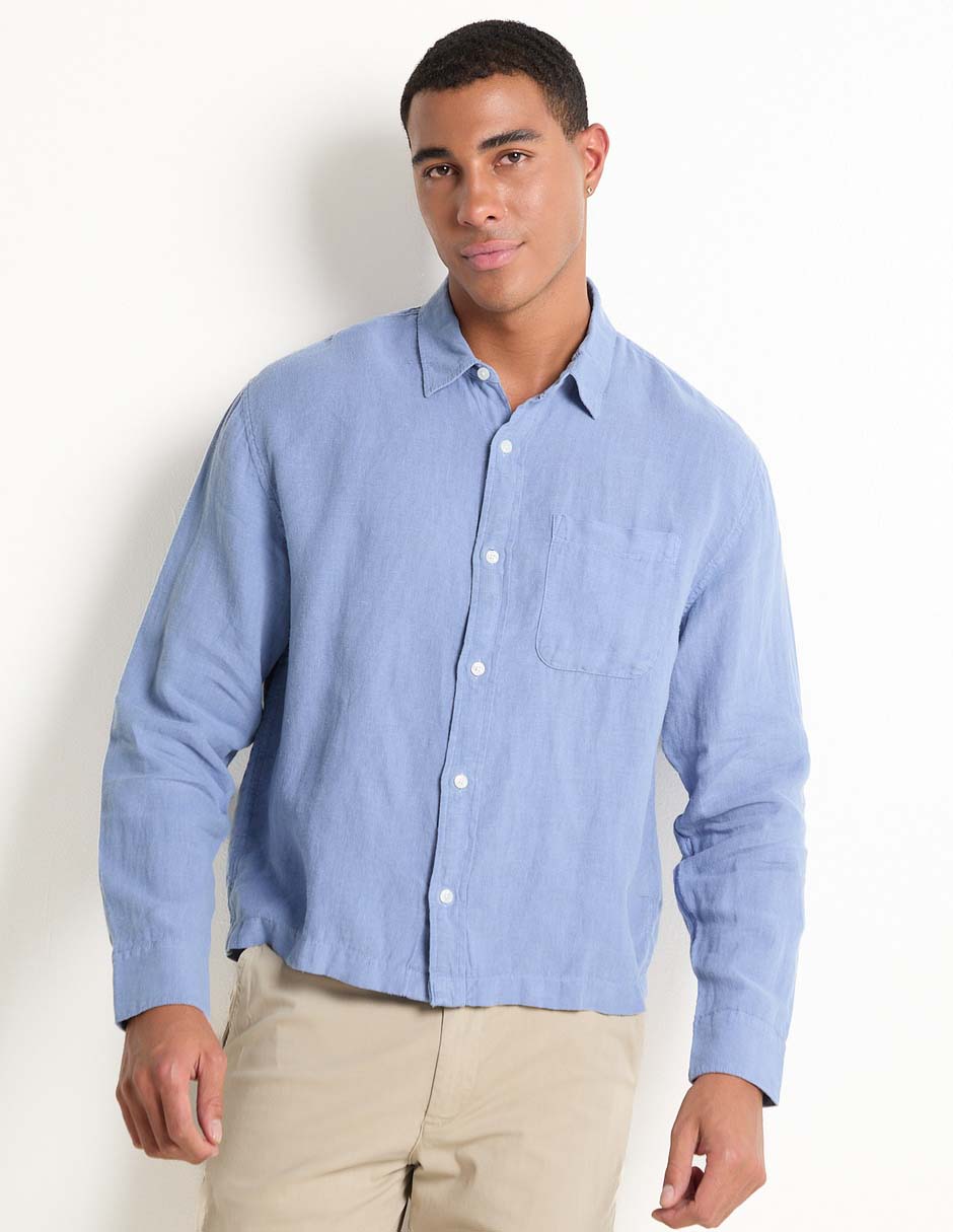Camisa casual de algodón manga larga para hombre