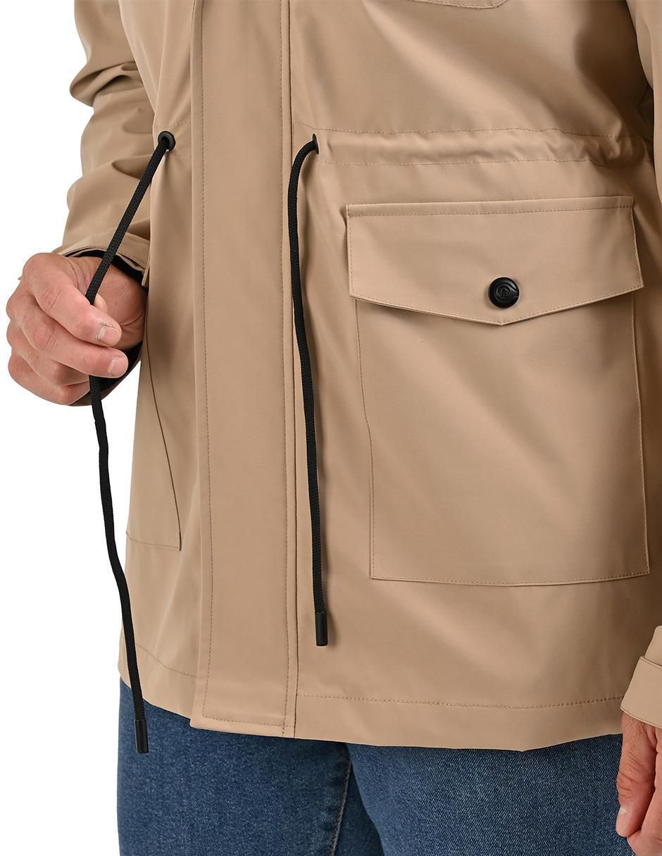 Chamarra parka impermeable con bolsillos para hombre 7