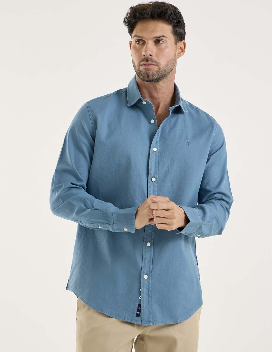 Camisa business casual de algodón manga larga para hombre