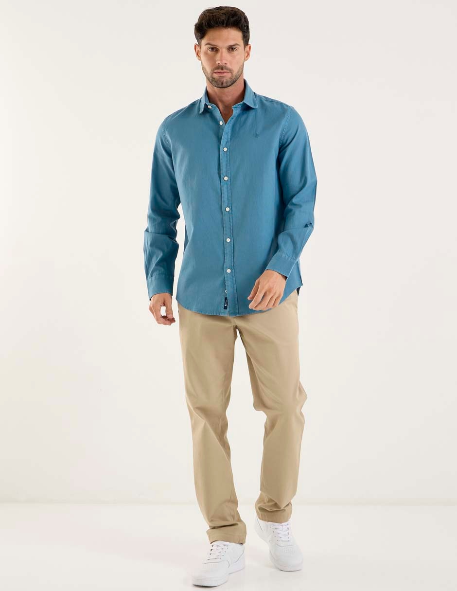 Camisa business casual de algodón manga larga para hombre 3