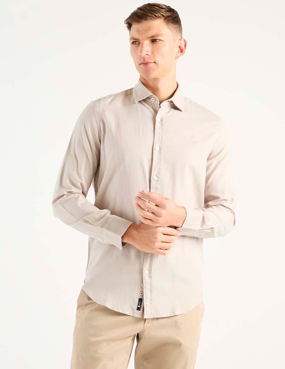 Camisa business casual de algodón manga larga para hombre