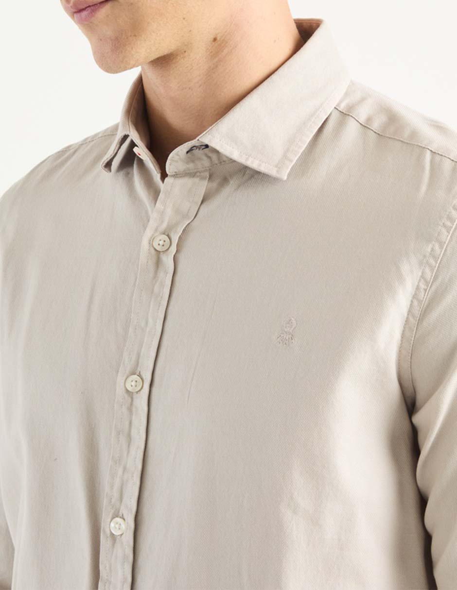 Camisa business casual de algodón manga larga para hombre 4