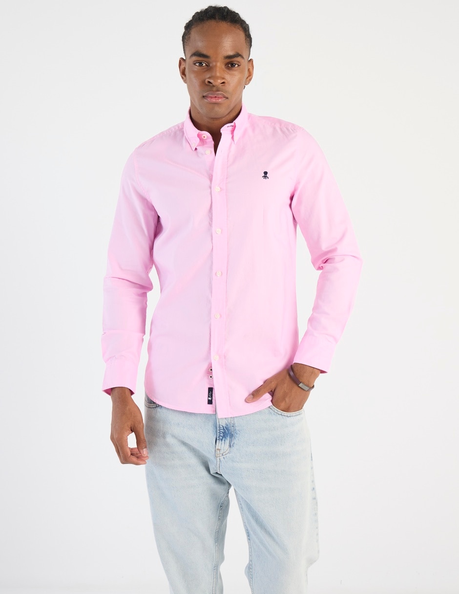 Camisa casual de algodón manga larga para hombre