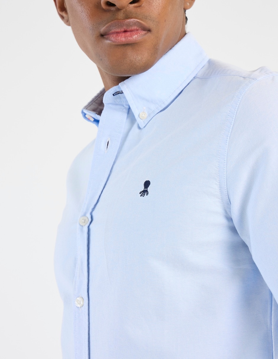 Camisa business casual de algodón manga larga para hombre 4