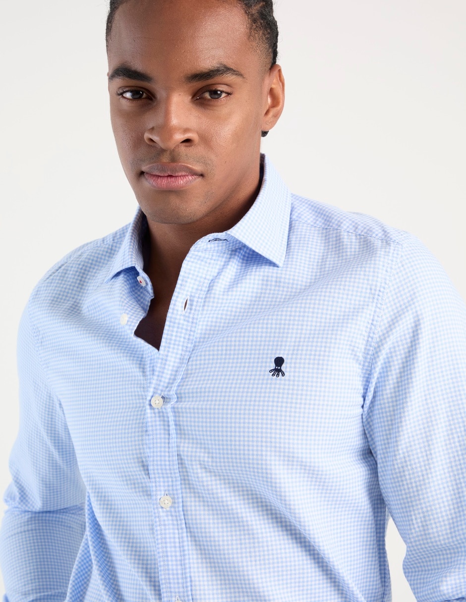 Camisa business casual de algodón manga larga para hombre 4