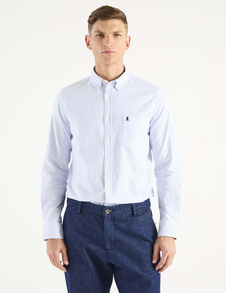 Camisa casual de algodón manga larga para hombre Camisa casual de algodón manga larga para hombre