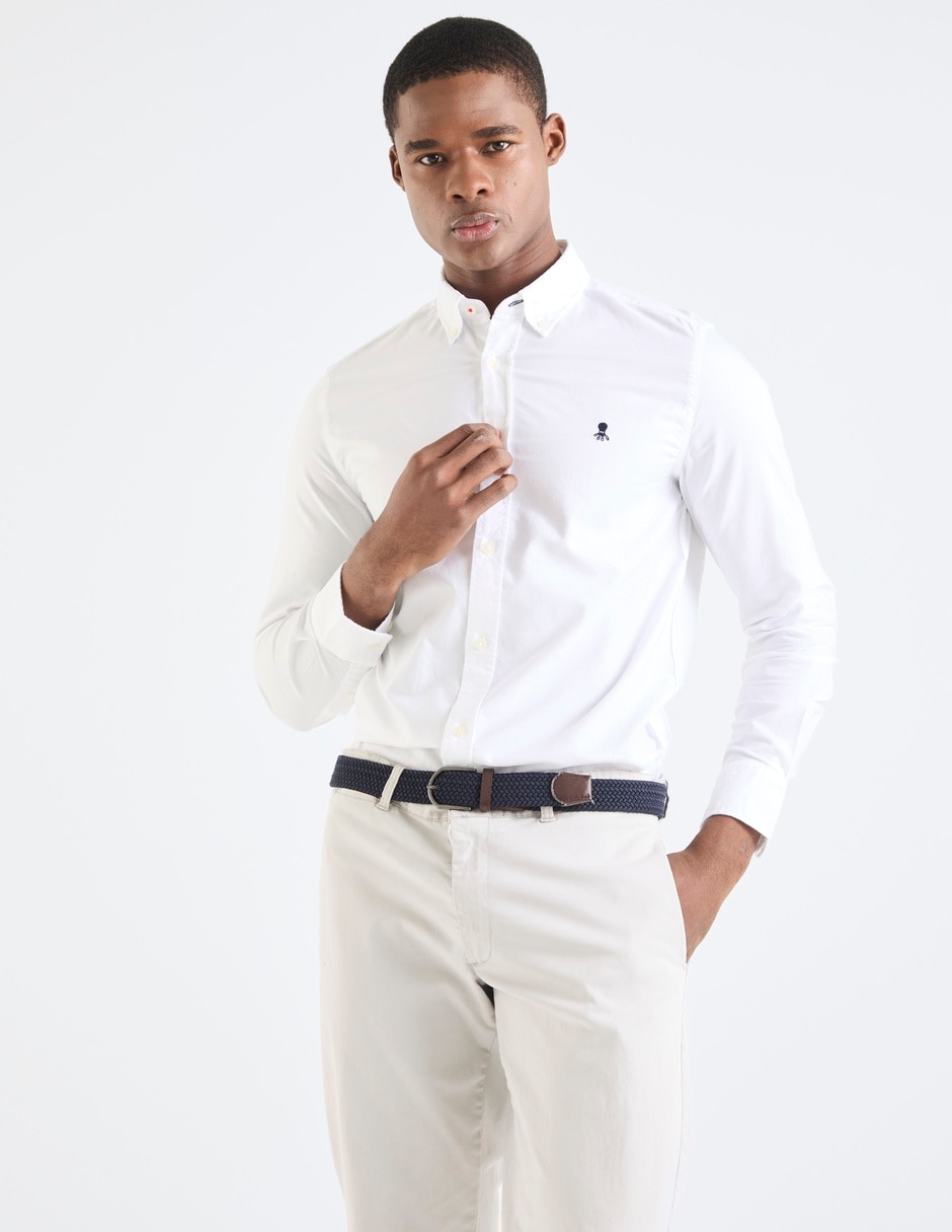 Camisa casual de algodón manga larga para hombre