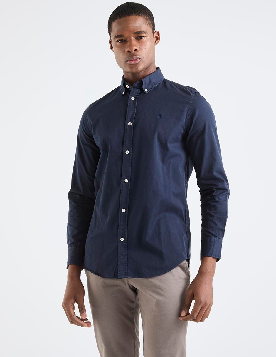 Camisa business casual manga larga para hombre