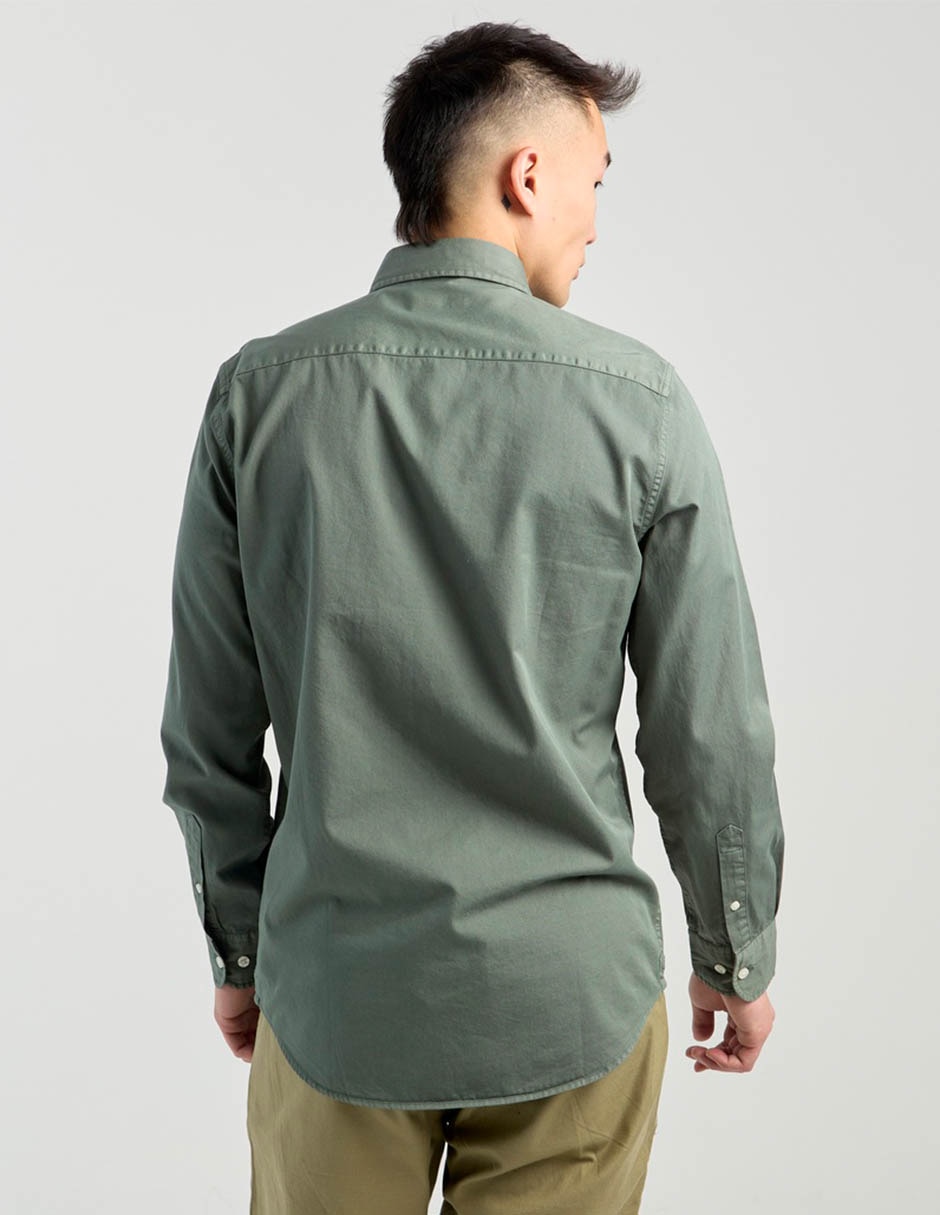 Camisa casual de algodón manga larga para hombre 6