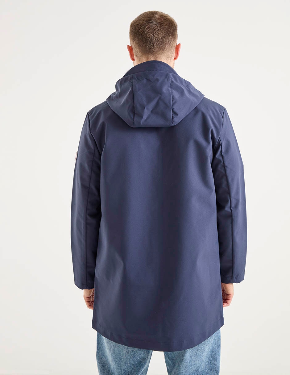 Chamarra parka impermeable capucha y bolsa para hombre 2