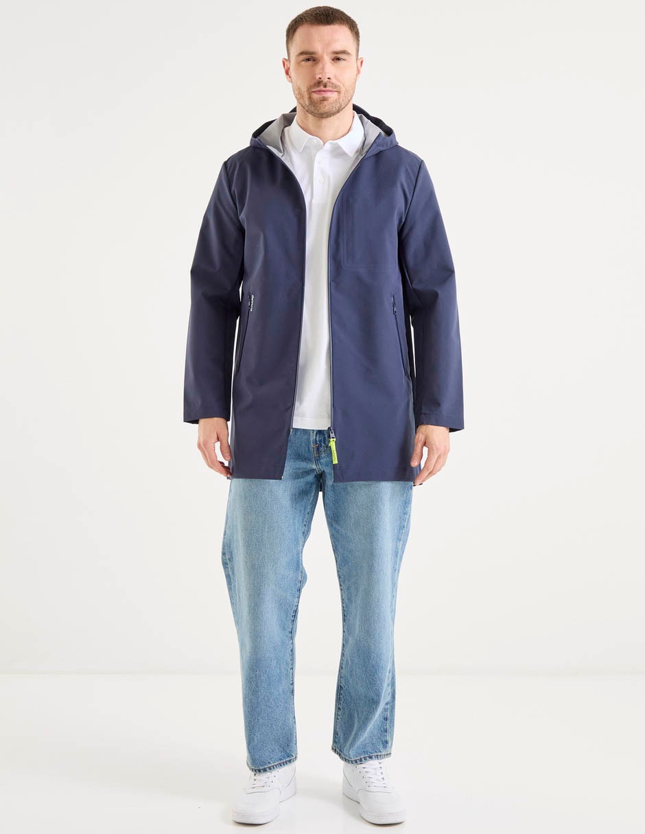 Chamarra parka impermeable capucha y bolsa para hombre 3