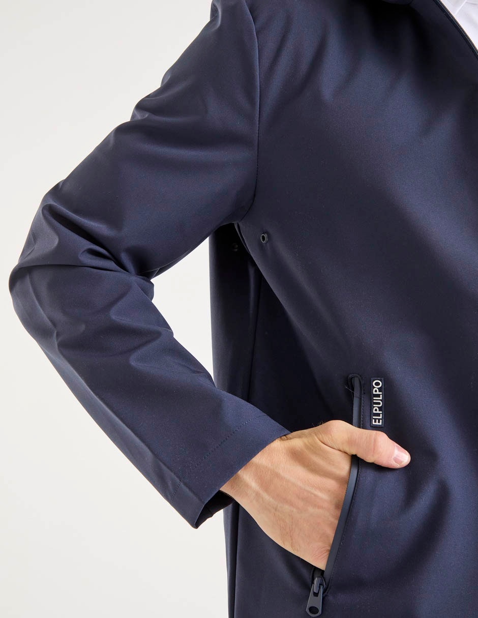 Chamarra parka impermeable capucha y bolsa para hombre 4