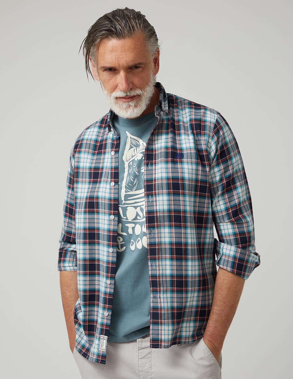 Camisa casual de algodón manga larga para hombre Camisa casual de algodón manga larga para hombre