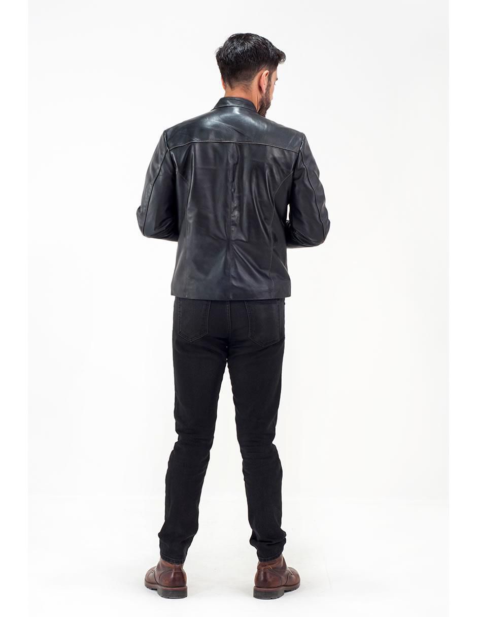 Chamarra de piel con bolsillos para hombre 11