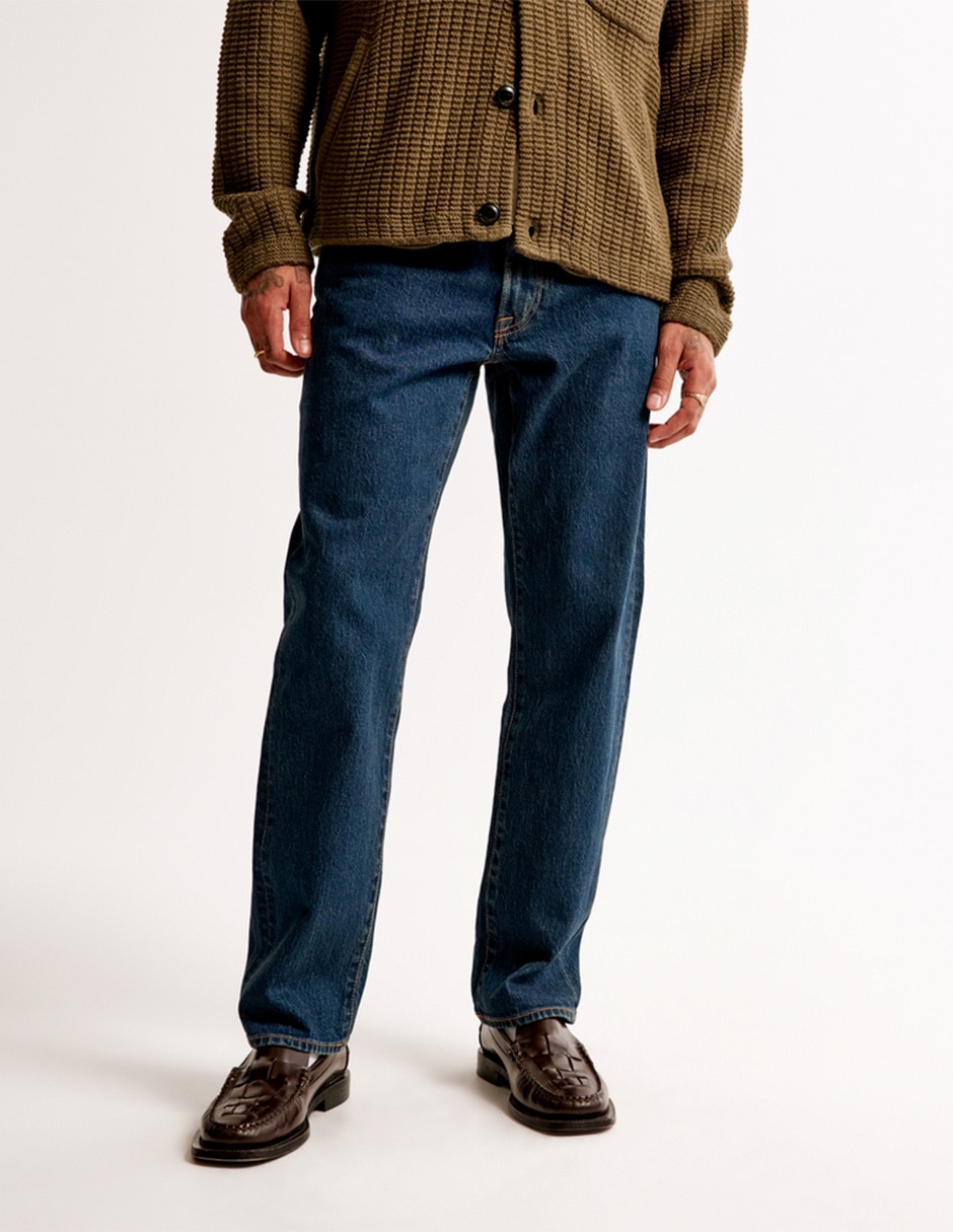 Jeans straight lavado obscuro para hombre 3