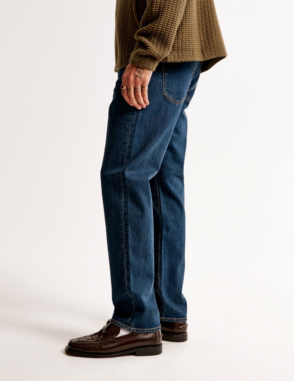 Jeans straight lavado obscuro para hombre 4