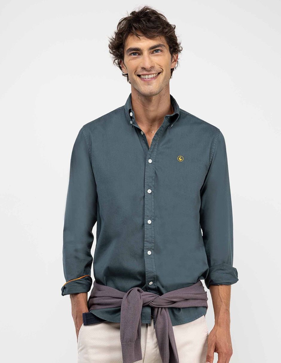 Camisa casual de algodón manga larga para hombre Camisa casual de algodón manga larga para hombre