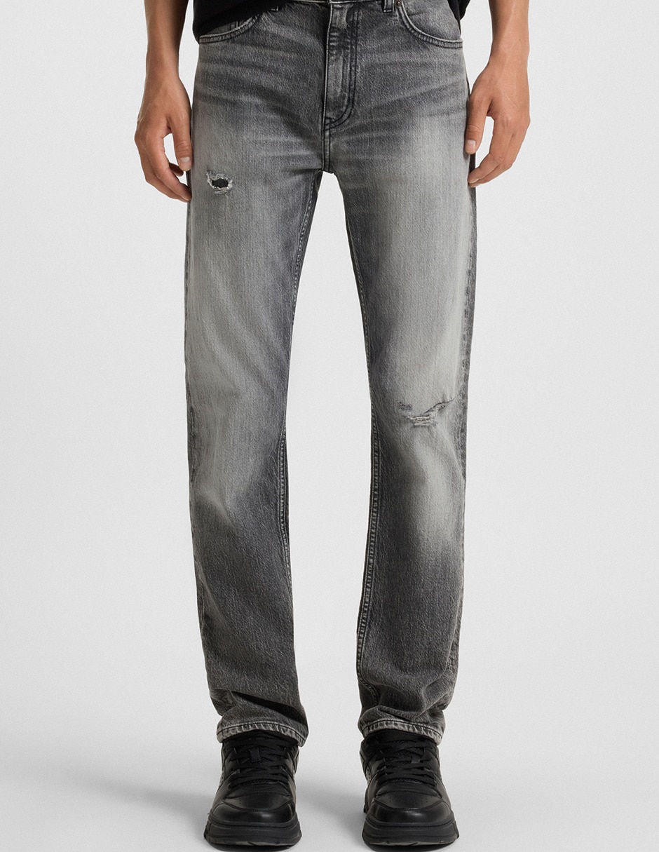 Jeans straight lavado obscuro para hombre