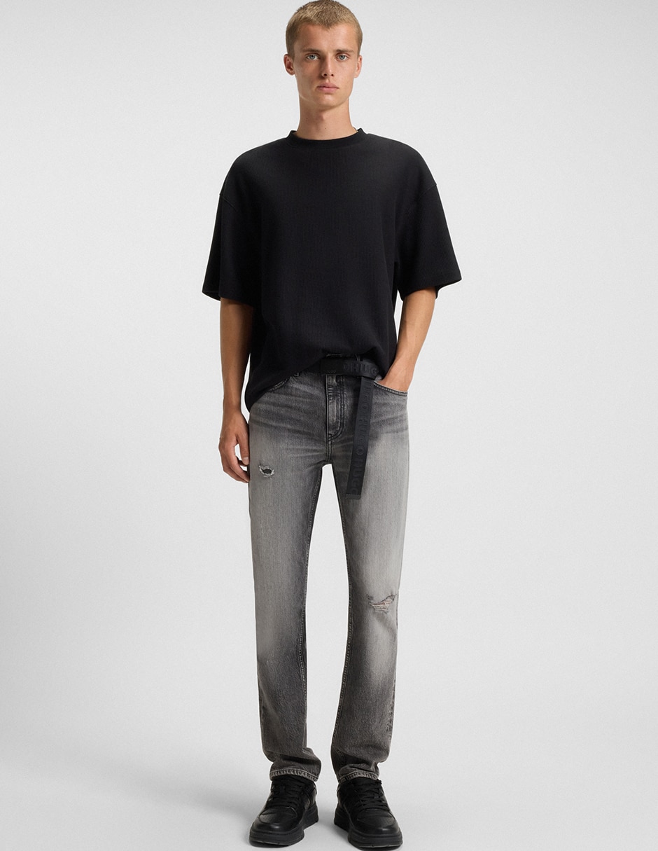 Jeans straight lavado obscuro para hombre 3