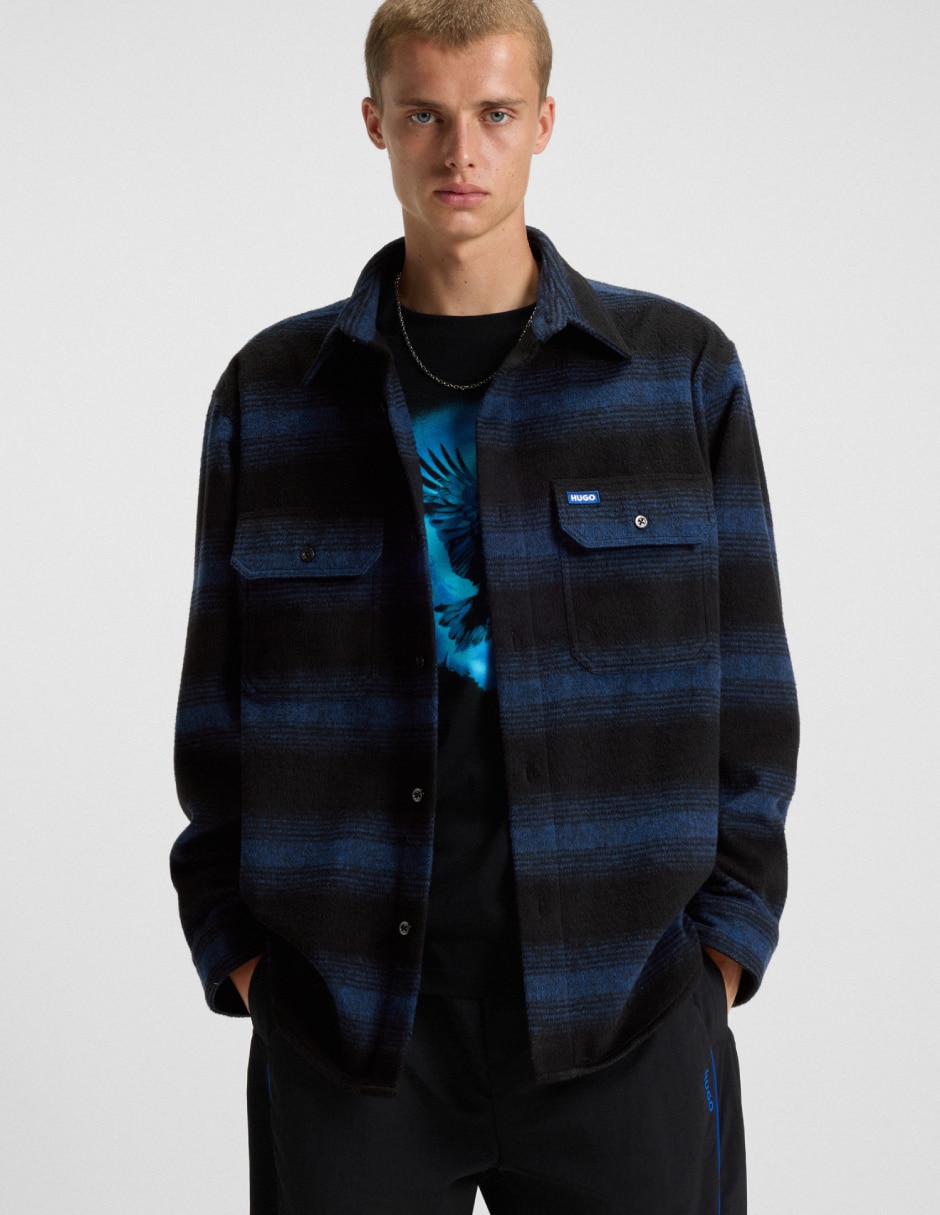 Sobrecamisa casual de algodón manga larga para hombre