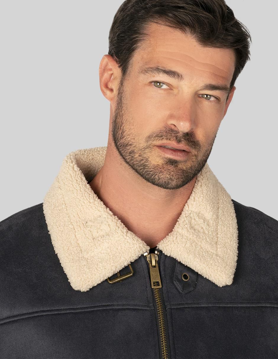 Chamarra casual cuello a contraste para hombre 2
