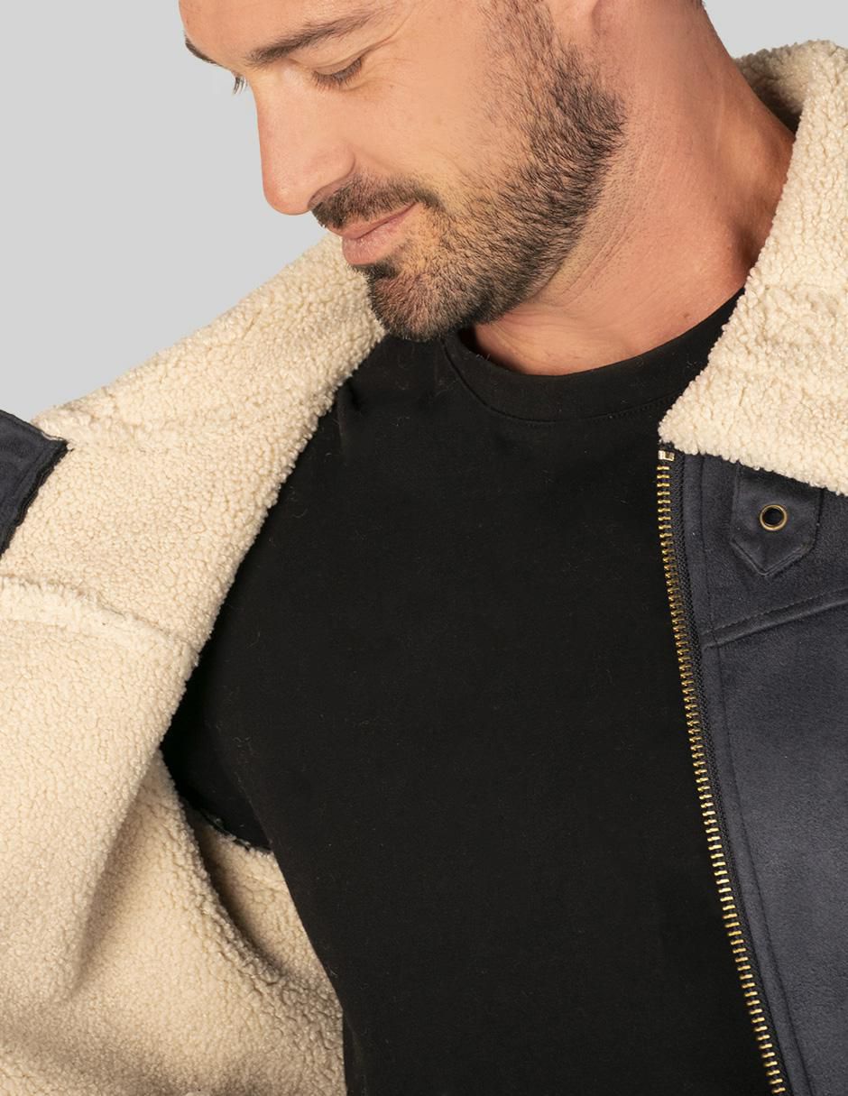 Chamarra casual cuello a contraste para hombre 4