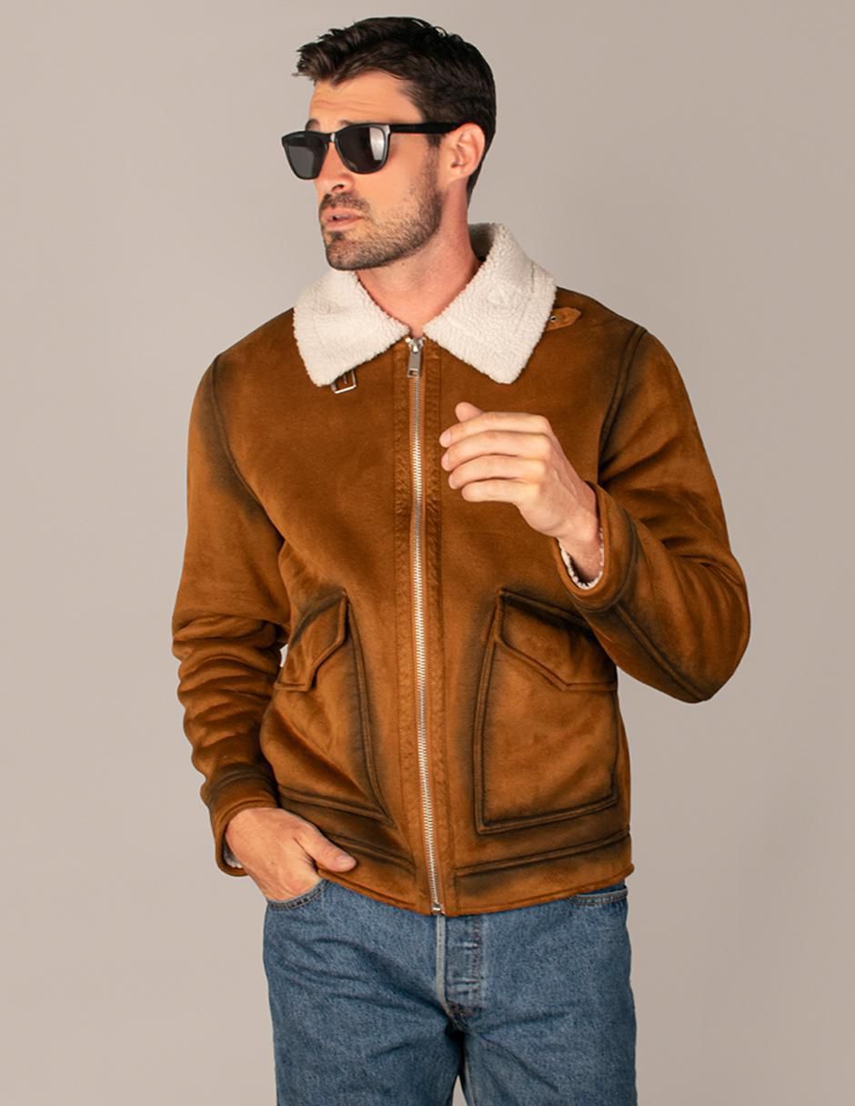 Chamarra casual cuello a contraste para hombre Chamarra casual cuello a contraste para hombre