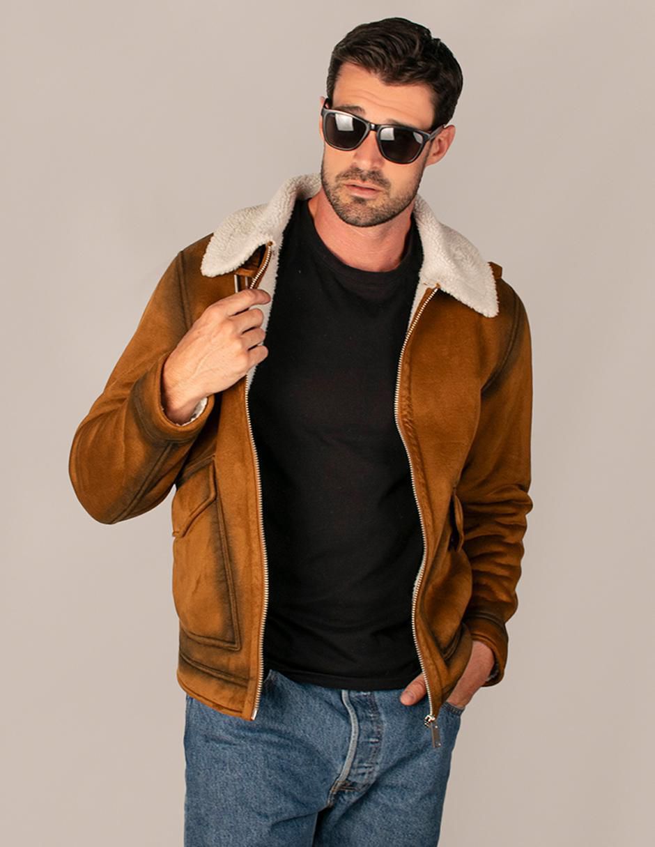 Chamarra casual cuello a contraste para hombre 2