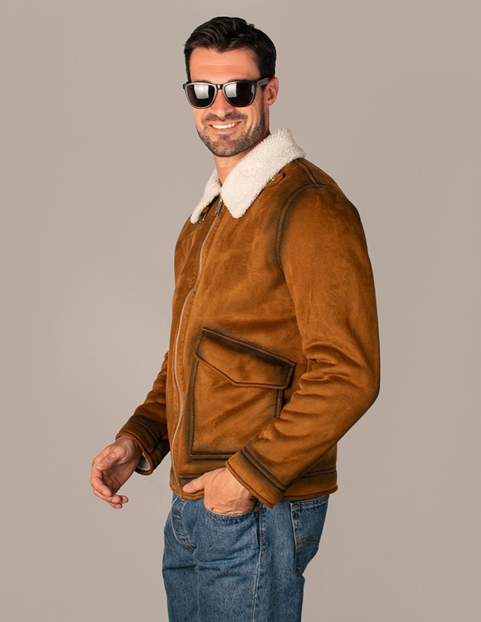Chamarra casual cuello a contraste para hombre 4