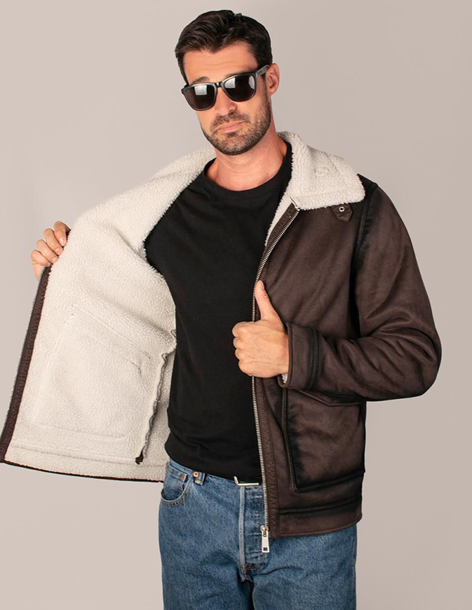 "chamarra" casual greenlander no "de" poliéster cuello a contraste "para hombre"