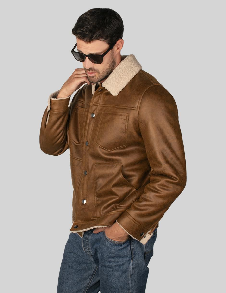 Chamarra casual cuello a contraste para hombre 4