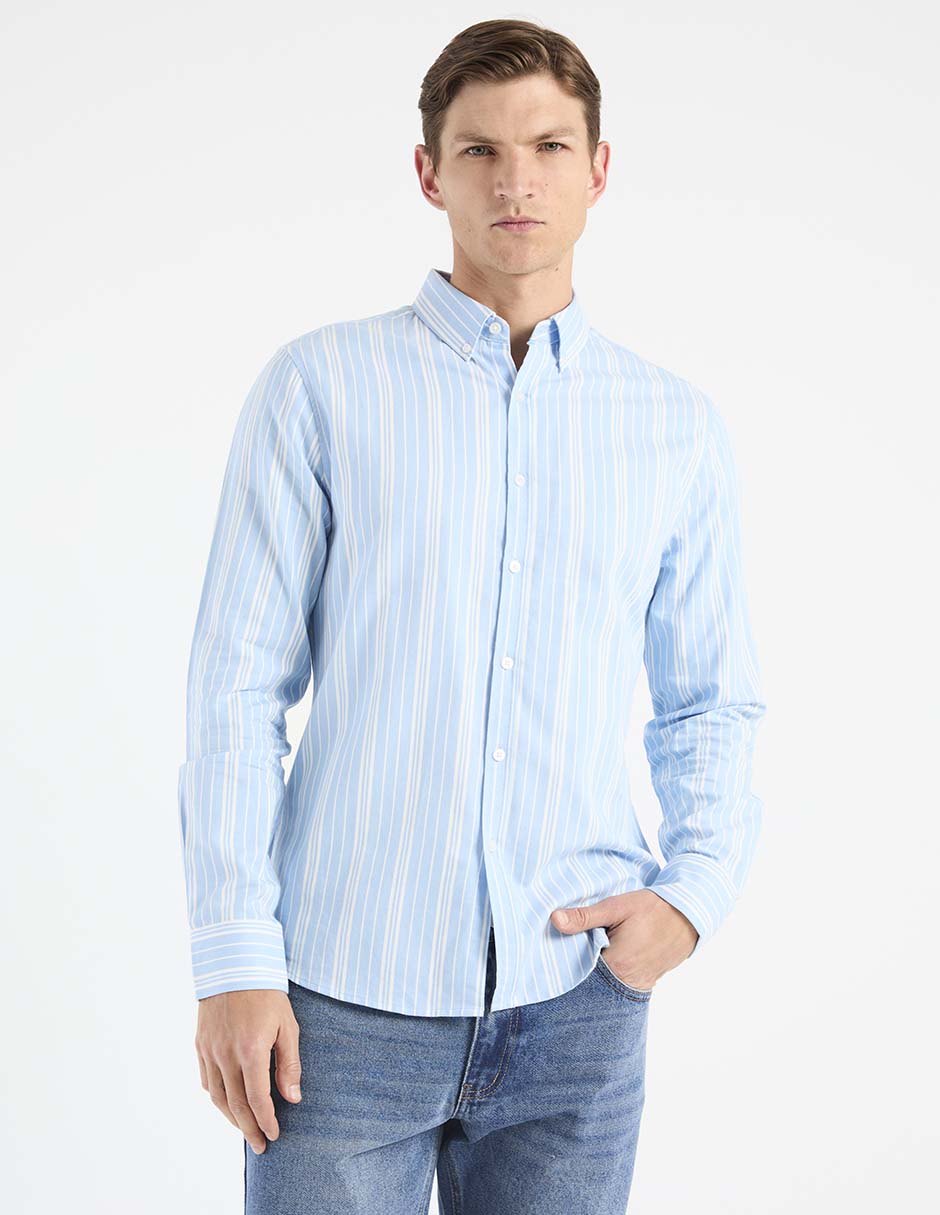 Camisa casual de algodón manga larga para hombre