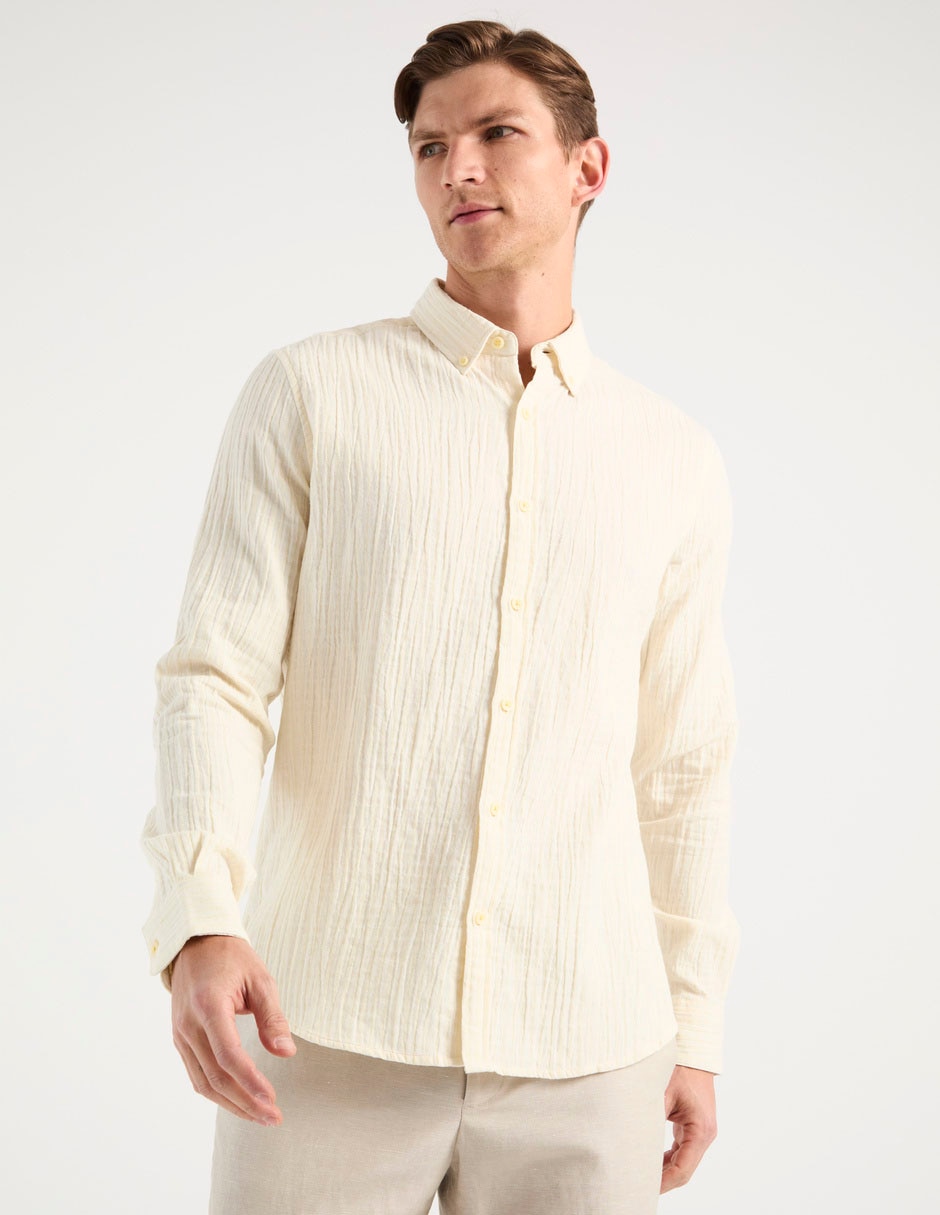 Camisa casual de algodón manga larga para hombre