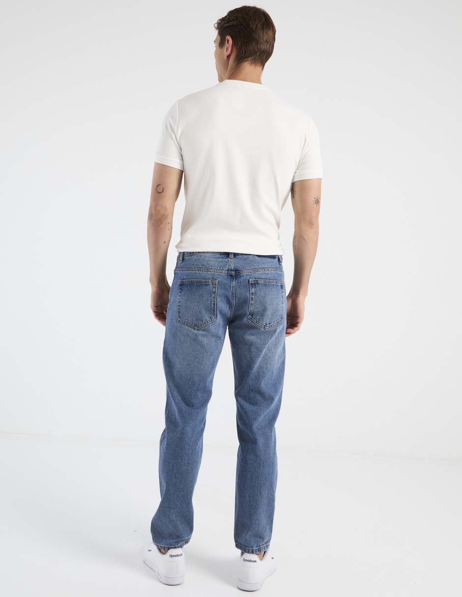 Jeans straight lavado medio para hombre 2