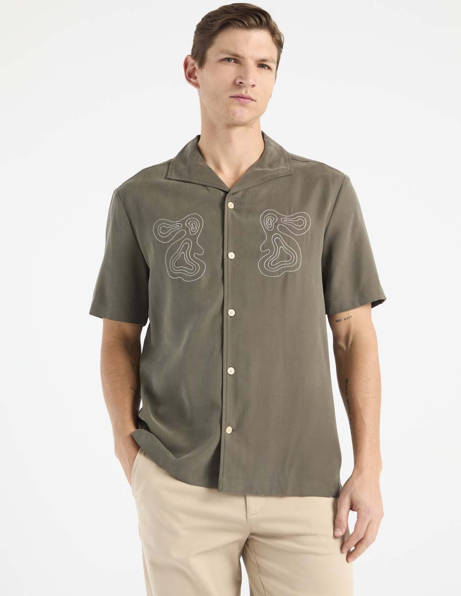 Camisa casual de algodón manga corta para hombre